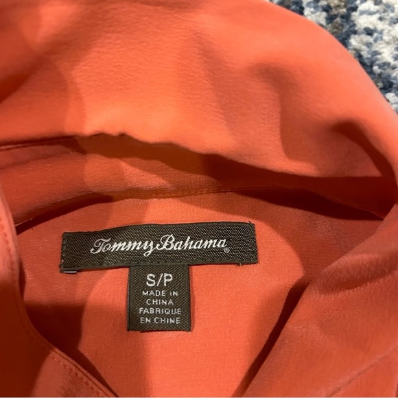Tommy Bahama 100% Silk Orange Button Down Long Sleeve Blouse Size Small - Picture 6 of 9